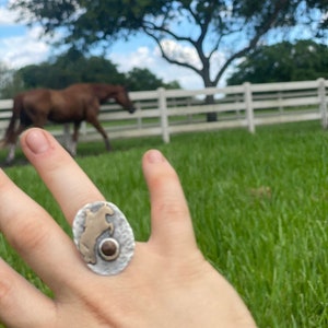 statement ring, equestrian jewelry, tigers eye ring, horse lover gift, OOAK