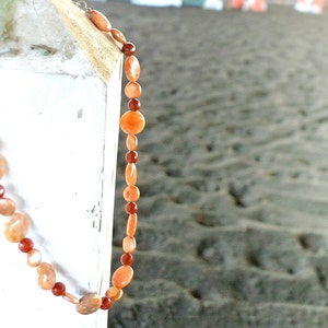 Karneol Halskette, Achat Schmuck, Perlen Halskette, OOAK
