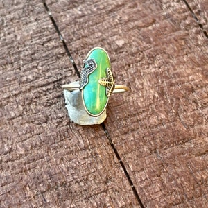 turquoise ring, seahorse jewelry, ocean life jewelry, wearable art, OOAK, statement ring