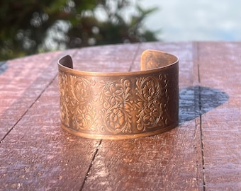 solid copper cuff bracelet, statement jewelry, hand forged