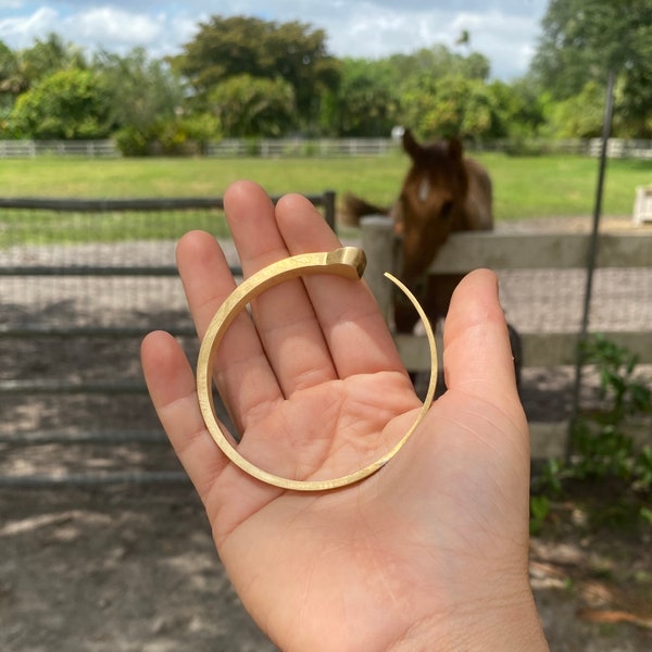 horseshoe nail bracelet, bronze bangle, unique bracelet, gift for horse lover