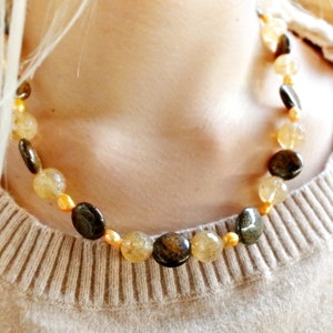 quartz necklace, pearl jewelry, statement necklace, OOAK, 40th birthday gifts for women