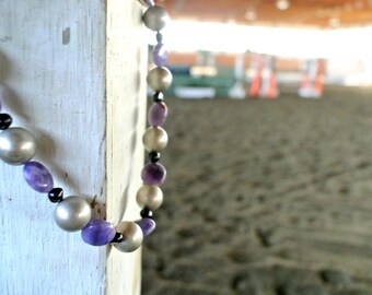 agate necklace, choker necklace, beaded jewelry, OOAK, 30th birthday gift for her