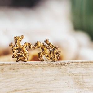 horse earrings, bronze jewelry, equestrian gifts, handmade earrings