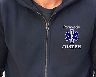 Personalized Paramedic Hoodie Nurse Custom Embroidered Stethoscope Respiratory Therapist Radiology Future Nurse Job Title RN LPN Medic EMT