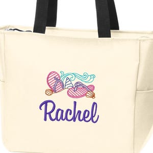 Personalisierte Kinder Tragetasche Sommer Strand Tasche Kinder Strand Tote Nacht Strand Spielzeug Bestickte Reißverschluss Swim Pool Bag Camp Tote