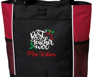 Personalized Teacher Tote Bag Embroidered Best Teacher Ever Teacher Appreciation Great Gift!