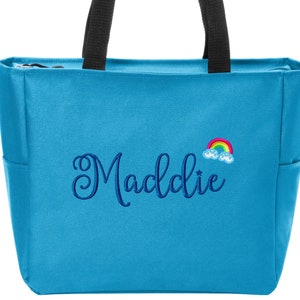Personalisierte Mädchen Junge Kinder Tragetasche Tagespflege Strandtasche Sleepover Overnight Bag Toy Tote Custom Gestickter Reißverschluss