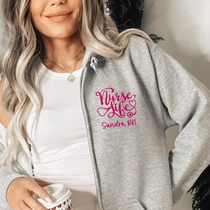 Personalized Nurse Hoodie: Embroidered Stethoscope, Custom Name