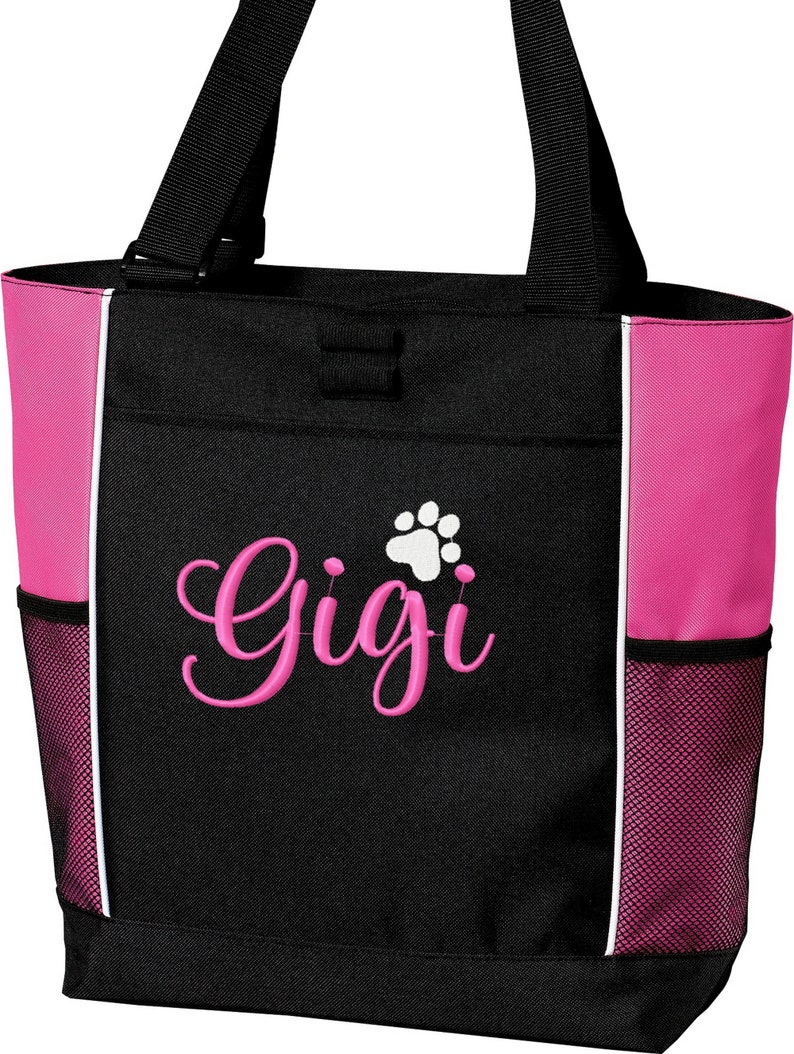 Personalized Dog Pet Tote Bag Embroidered Heart Paws DOGMOM Etsy
