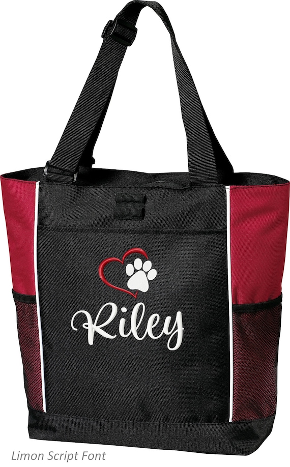 Personalized Dog Pet Tote Bag Embroidered Heart Paws DOGMOM Etsy