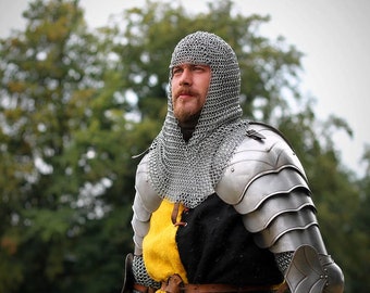 Medieval Chainmail Coif Riveted Battle Worn