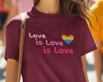 Rainbow Heart 'Love is Love' Pride Unisex T-Shirt