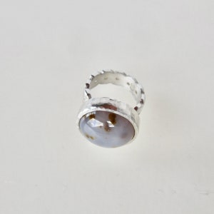Sterling Silver and hammer set Polka Dot Agate ring American size 7