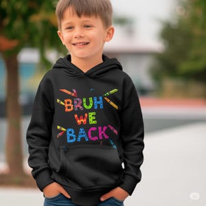 Youth Heavy Blend Hoodie - &quot;Bruh We Back&quot; Fun Design, Perfect for Kids, Casual Wear, Back to School, Gifts
