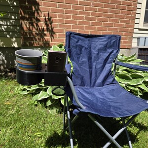 Cup Holder and Phone Holder Combination for Folding Chair. Great for