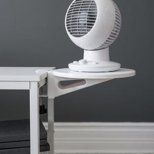 Clamp-On Desk Shelf for Fans & Decor Space-Saving College Dorm Room Organizer, Floating Bedside Table