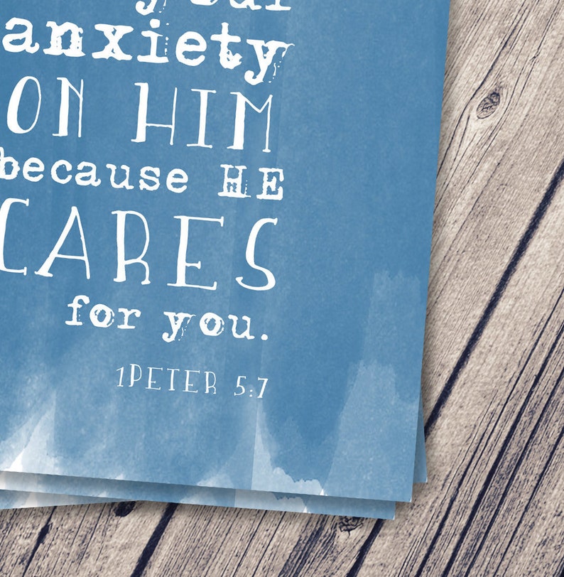 1 Peter 5:7 8x10 5x7 4x6 Instant Download / Bible Verse Art ...