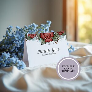 Personalisierte Note Card Template, Floral personalisierte Note Karten Blumen, Note Card Template Canva, Danke Note Cards