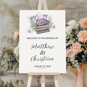 Buch Hochzeit Willkommensschild, Hochzeit Willkommensschild Vorlage Canva, Willkommensschild Hochzeitsvorlage, Hochzeitsdekoration mit Buchmotiven