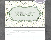 Personalized Recipe Cards, For a New Bride, Bridal Shower, 4x6 Recipe Card Template, Custom Recipe Cards