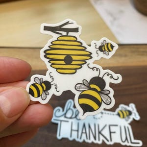 Sticker hommel, sticker bijenkorf, plannersticker, natuursticker, waterflesstickers, waterdichte stickers, hommel cadeau voor haar