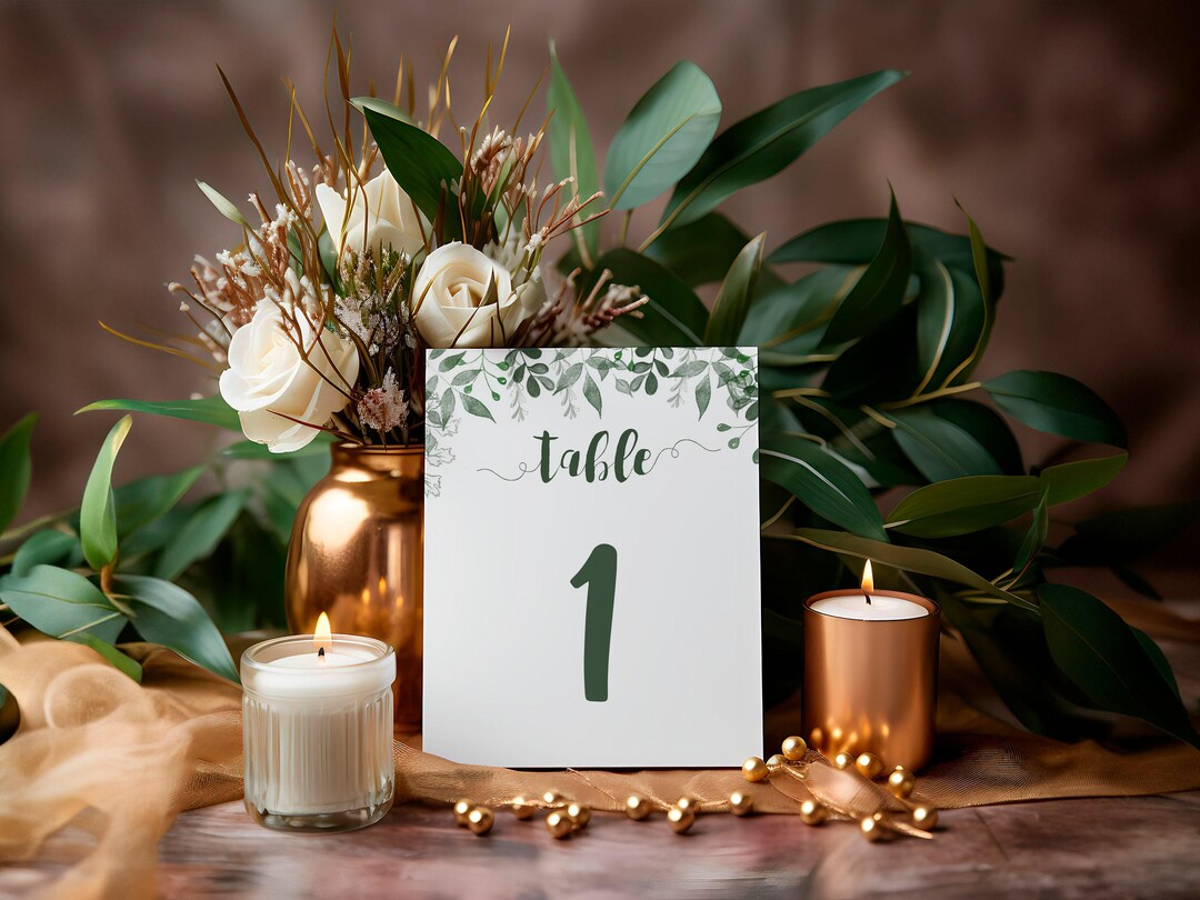 Canva Template Table Numbers Wedding Table Numbers Template Green Canva Template Table Numbers Wedding Table Numbers Template Green