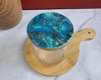 Painted Yogurt Jar Lid, Oui Wooden Lids, Yogurt Jar Lids, Oui Jar Lids, Decorative Bamboo Lids, 68 mm,