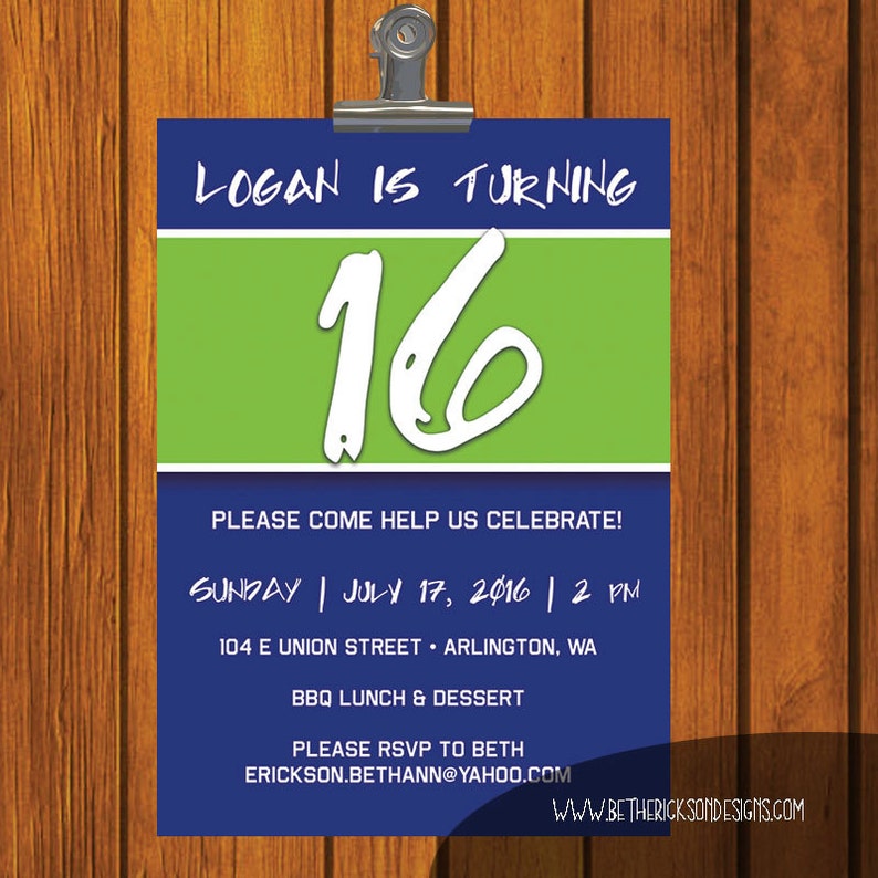 Boy's 16 Birthday Invitation / Young Man / Digital | Etsy