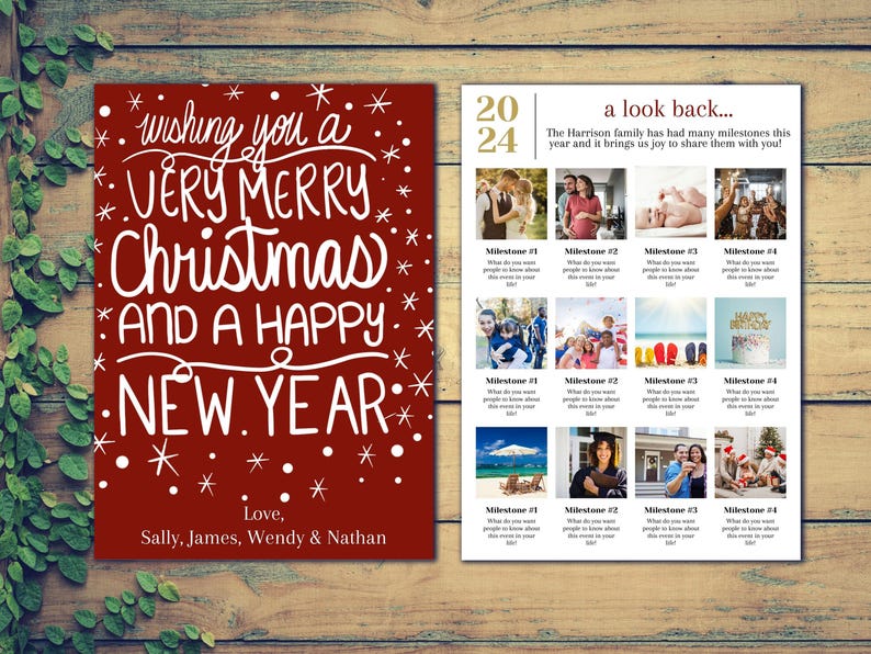 Year in Review Template, Canva Card Template, Photo Christmas Cards, Personalized Christmas Card, Merry Christmas Card Canva Template image 1
