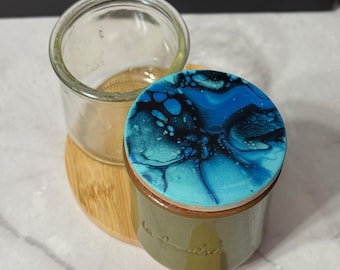 Oui Wooden Lids, Yogurt Jar Lids, Ocean Blue, La Fermire, Painted Yogurt Jar Lid, Oui Jar Lids, Decorative Bamboo Lids, 68 mm,