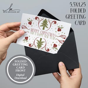 Scandinavian Christmas Cards, Printable Christmas Card Digital, Nordic Christmas Card, Folded Christmas Cards, Digital Download