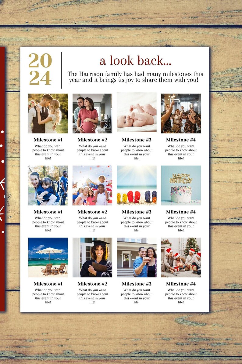 Year in Review Template, Canva Card Template, Photo Christmas Cards, Personalized Christmas Card, Merry Christmas Card Canva Template image 4