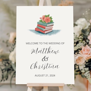 Buch Hochzeitsdekorationen, Buch Hochzeit Willkommensschild, Hochzeit Willkommensschild Vorlage Canva, Willkommensschild Hochzeitsvorlage,