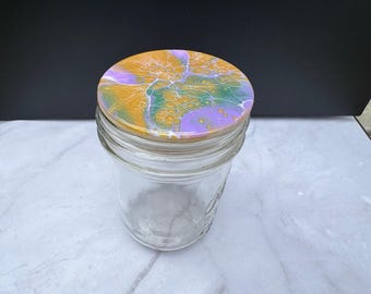 Wide Mouth Mason Jar lids, Decorative Mason Jar Lids, Resin Jar Lid, Acrylic Pour Jar Lids, Painted Lids, Painted Mason Jar Lid