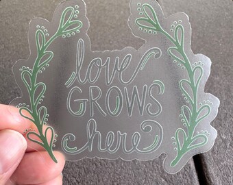 Love Grows Here, Gardening Stickers, Garden Sticker, Gardening Sticker Pack, Waterproof Water Bottle Stickers, Garden Lover Gift, 3x3