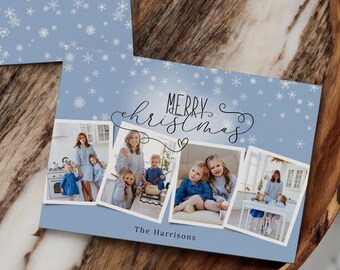 Plantilla de tarjeta navideña con foto, plantilla de Canva para Navidad, tarjetas navideñas de Canva, plantilla de tarjeta navideña con foto