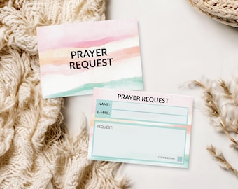 Watercolor Printable Church Prayer Request Card, Prayer Request Card Instant Download, 4x6 (PDF Download)