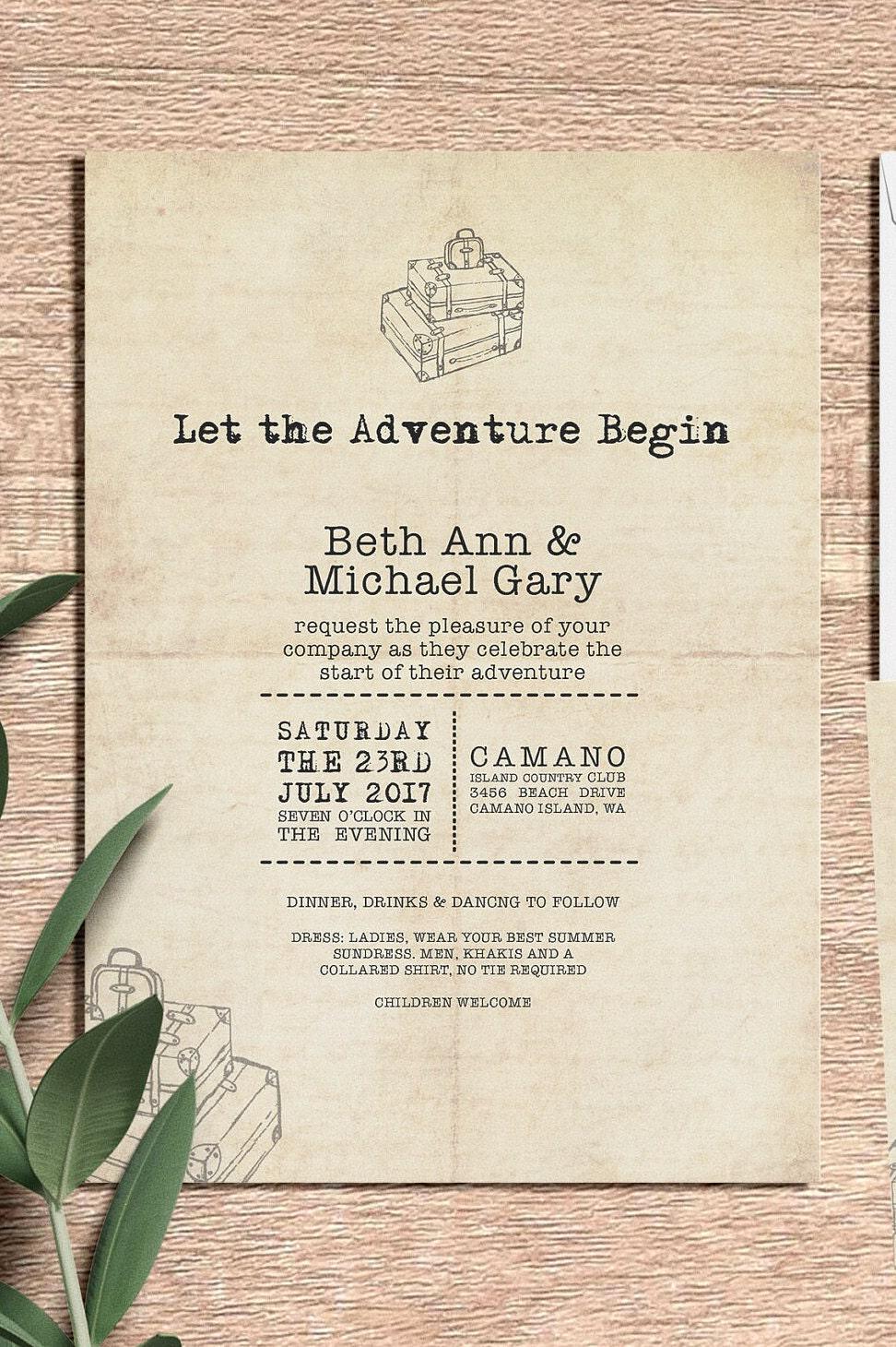 Adventure Wedding Invite, Vintage Wedding Invitation Suite, Let the ...