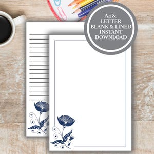 Downloadable Stationary Paper, Printable Stationery Paper, Floral Stationary Printable, Letter Writing Stationery, Floral Stationary Set