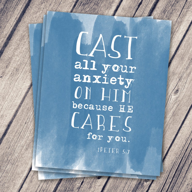 1 Peter 5:7 8x10 5x7 4x6 Instant Download / Bible Verse Art ...