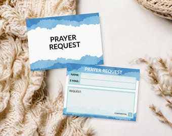 Blue and White, Printable Church Prayer Request Card, Prayer Request Card Instant Download, 4x6 (PDF Download)
