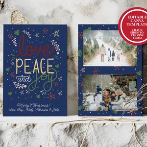 Christmas Card Template Canva, Photo Christmas Card Digital Download, Custom Christmas Cards with Photo, Editable Christmas Card Template