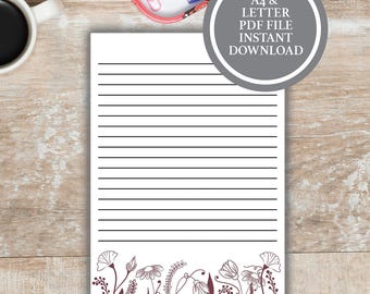 Floral writing paper printable, Pretty Stationery, Printable Stationary Paper, Stationery Paper Downloads, Floral Stationery Printables