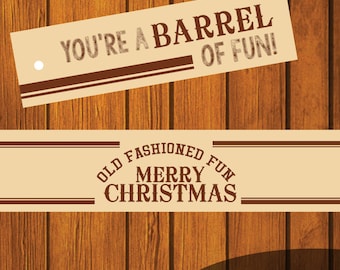 Mason Jar Printable Label /Merry Christmas / Your a BARREL of fun / Jar Label / Instant Download  / Brown / Root Beer Barrels