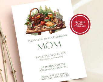 Mothers Day Invitation Templates, Mother's Day Invitation Templates, Mother's Day Brunch Invitation Template, Mother's Day Picnic