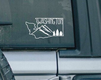 Washington state Vinyl Sticker. Free Shipping. 4.5 inches wide. 6 inches wide. Black and white