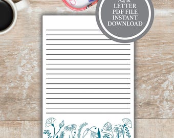 Pretty Stationery, Floral writing paper printable, Printable Stationary Paper, Stationery Paper Downloads, Floral Stationery Printables