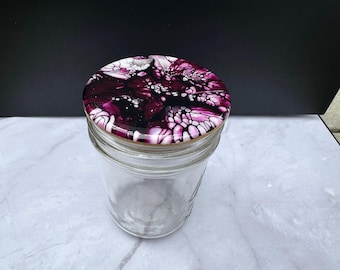 Acrylic Pour Jar Lids, Painted Lids, Decorative Mason Jar Lids, Painted Mason Jar Lid, Wide Mouth Mason Jar lids,  Resin Jar Lid