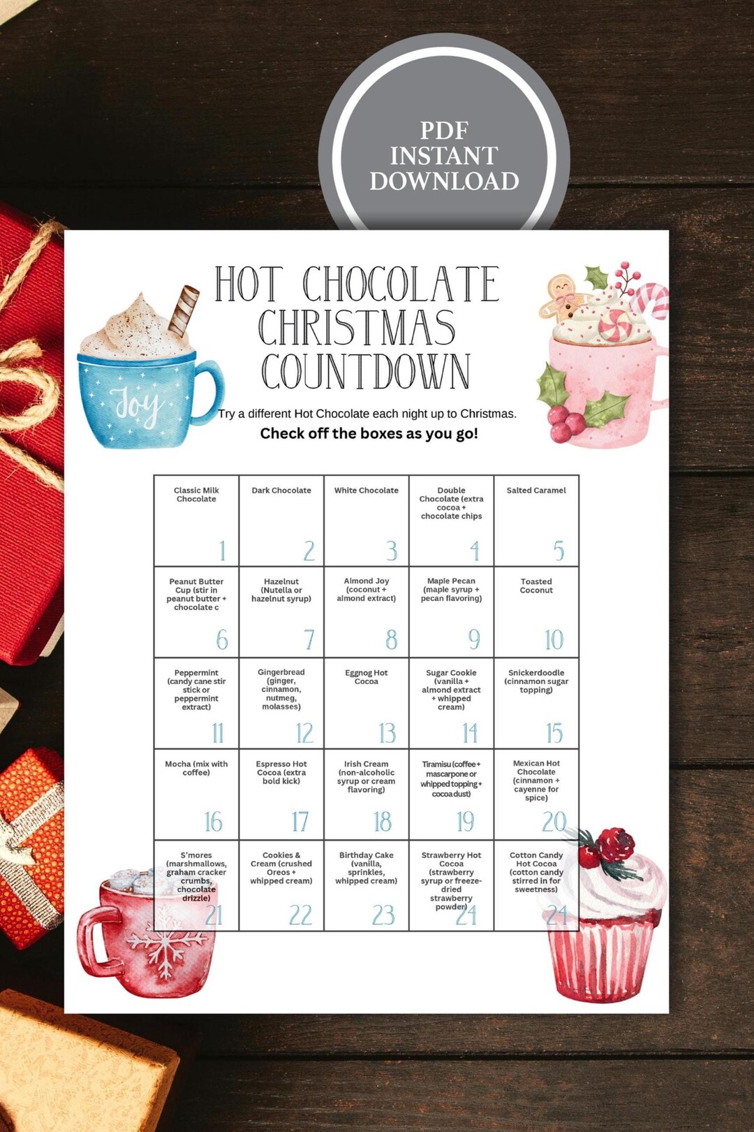 Countdown to Christmas Printable, Christmas Countdown Calendar ...